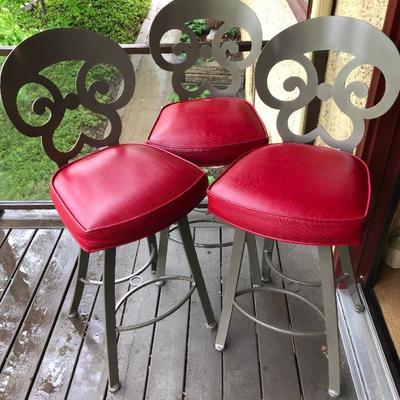 Set of THREE Metal Bar Stools