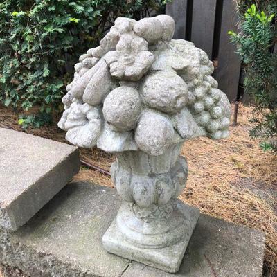 PAIR of VINTAGE Cast Concrete Fruit Urns