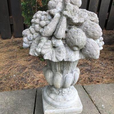 PAIR of VINTAGE Cast Concrete Fruit Urns