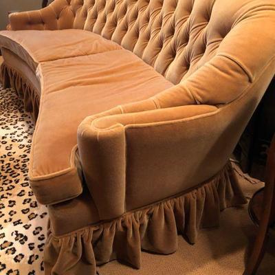 Mohair Gold/Camel Colored Tufted Back Sofa (custom upholstery)