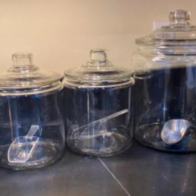 Lot # 230 Lot of 5 Clear Glass Canister Set 