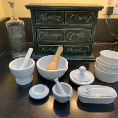 Lot # 235 Mortar and Pestle spice Cabinet