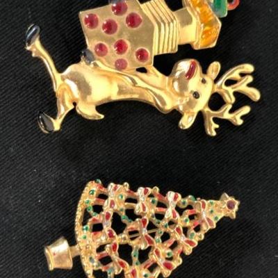 Holiday pins/brooches, vintage costume jewelry, Easter & Christmas