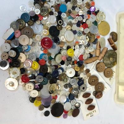 Vintage Buttons Lot with sewing organizer tray 