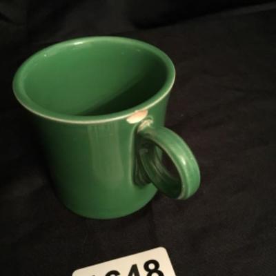 Vintage green fiesta ware mug has chip and crack see pictures Lot 1648