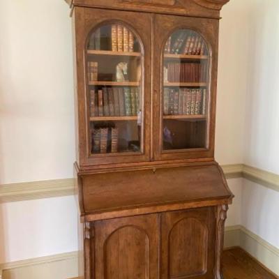 Lot # 12 Antique Victorian Bookcase Top Oak Secretary 