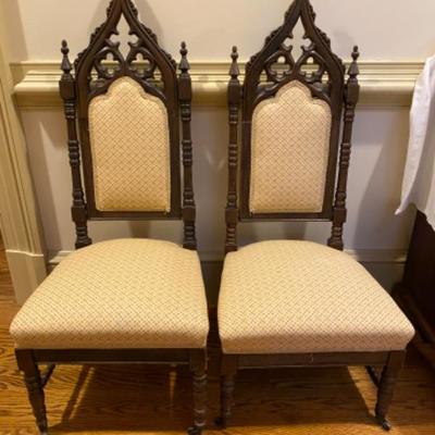 Lot # 15 Pair of Victorian Gothic Ladies Chairs