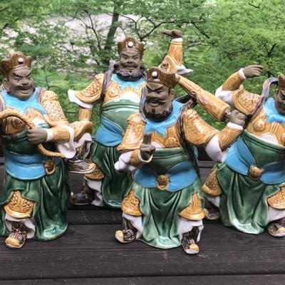 Set of 4 Terra-cotta Asian Warriors.