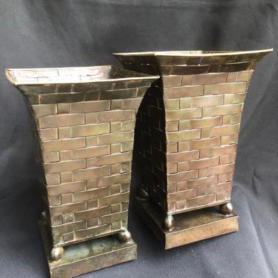 Pair of Woven Metal Planters
