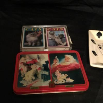 Two sets of playing cards, card ashtray Lot 1680