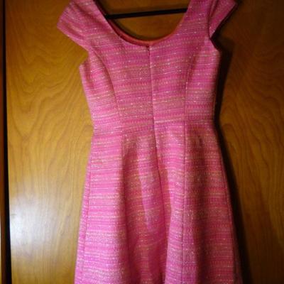 Authentic Lilly Pulitzer Dress - Cap Sleeves Pink with Metallic Threads - Size 6