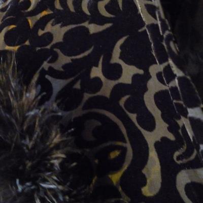 Black Silk Blend Cape/Shawl Trimmed in Fur