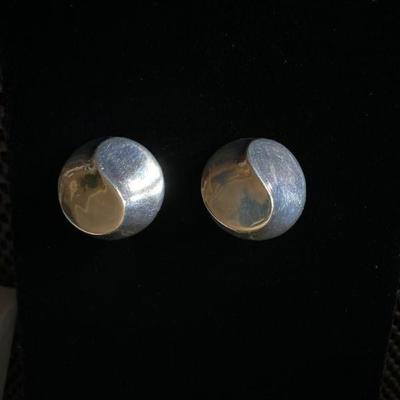 Round hollow sterling silver earrings