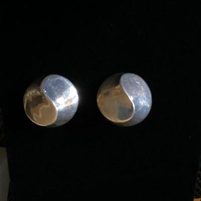 Round hollow sterling silver earrings