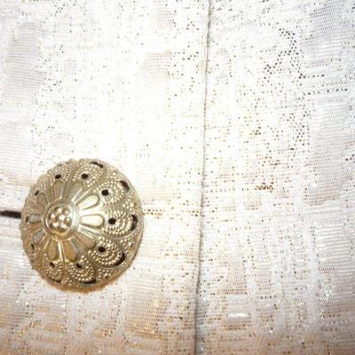Tahari - Dress Suit - Cream - Gold Metallic Threads - Size 16W