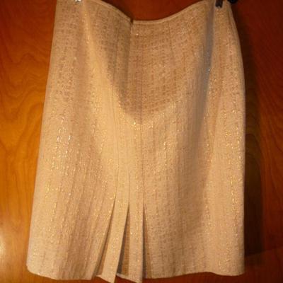Tahari - Dress Suit - Cream - Gold Metallic Threads - Size 16W