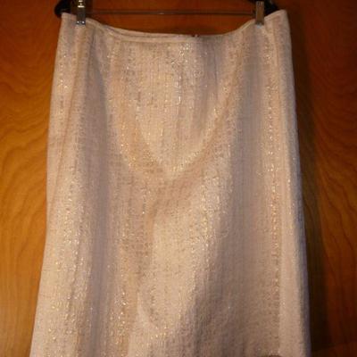 Tahari - Dress Suit - Cream - Gold Metallic Threads - Size 16W