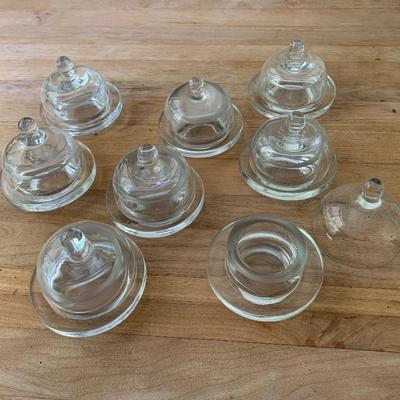 LOT 109 individual covered butter glass dishes
