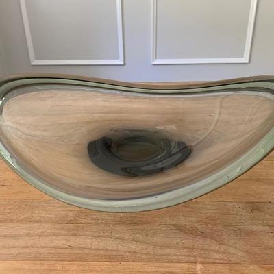 LOT 111 MCM heavy Smokey glass amoeba shape bowl