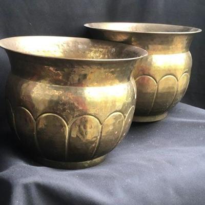 Pair of Vintage Brass Planters 