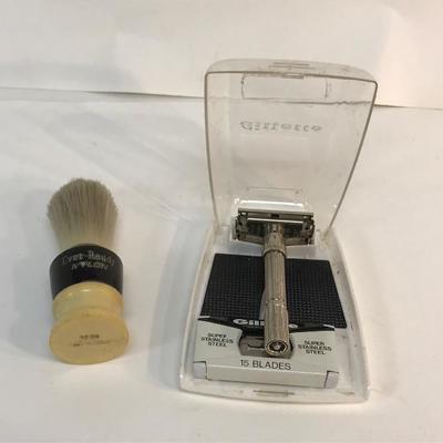 Gillette razor in case shave cream brush