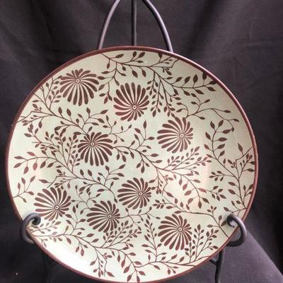 Brown and Green Decorator Plate with Stand.