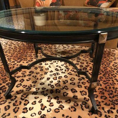 Metal & Glass Oval Coffee Table