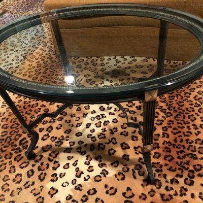 Metal & Glass Oval Coffee Table