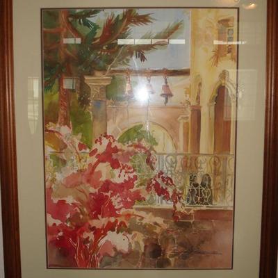 Framed Vintage Original Watercolor Art by Sheila Parsons 