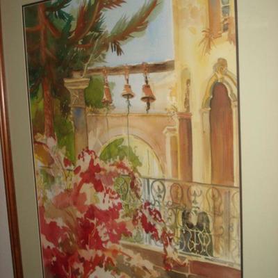 Framed Vintage Original Watercolor Art by Sheila Parsons 