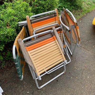 Set of 5 aluminum frame folding yard chairs