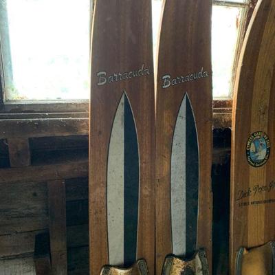 Vintage Barracuda wood water skis