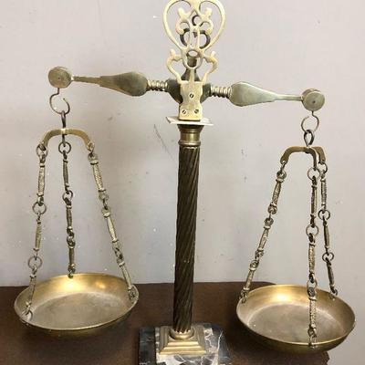 Lot #2 Brass & Marble Balance Scale