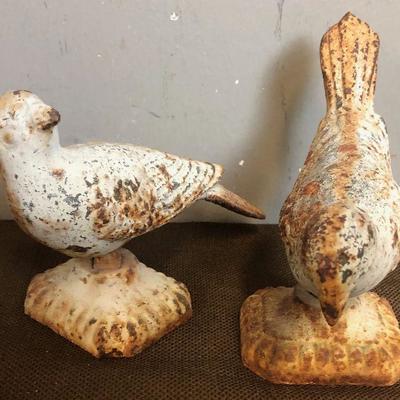 Lot #10 Two Charming Cast Iron Yard Art Birds