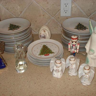 Grouping of B C Clark Christmas plates and other Xmas misc. 