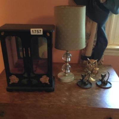 Jewelry box, lamp, assorted Decor Lot 1757