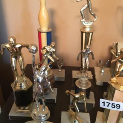 Assorted lot of basketball, baseball, bowling and swimming trophies Lot 1759