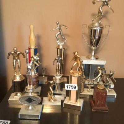 Assorted lot of basketball, baseball, bowling and swimming trophies Lot 1759