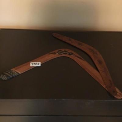 Two wooden boomerangs Lot 1767