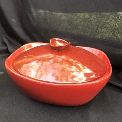 Red Mikasa Covered Casserole.