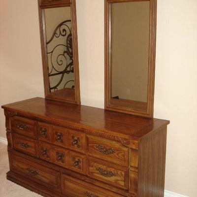 Double mirror dresser with lots of drawers