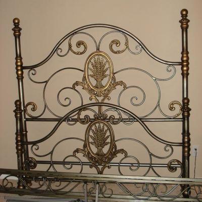 GREAT looking QUEEN size ornate metal headboard, footboard & frame