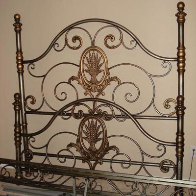 GREAT looking QUEEN size ornate metal headboard, footboard & frame