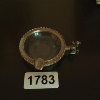 Metal and glass ashtray with dog lot 1783