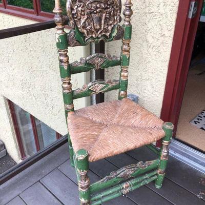 Vintage Carved Ladder Back Chair