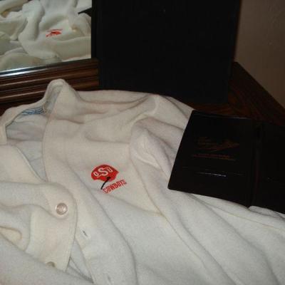 OSU vintage sweater & newer shirts, framed print, booklets and etc.