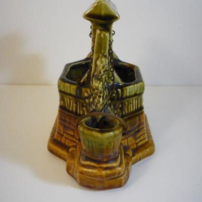 Vintage McCoy Pottery 6.5â€Tall Wishing Well Planter w/ Bucket Chain c. 1950