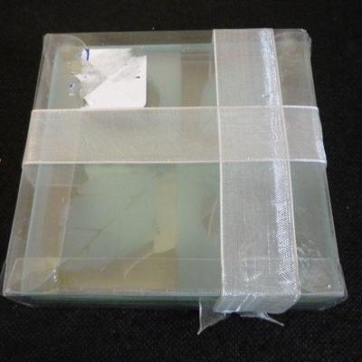 2006 Kate Aspen Glass Coasters - New in Box - "Fall in Love" Motif