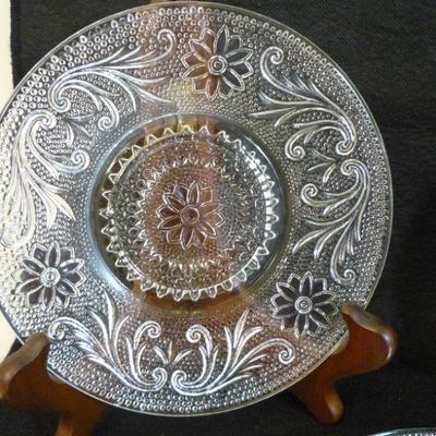 3 Vintage Glass Sandwich Plates - Clear glass