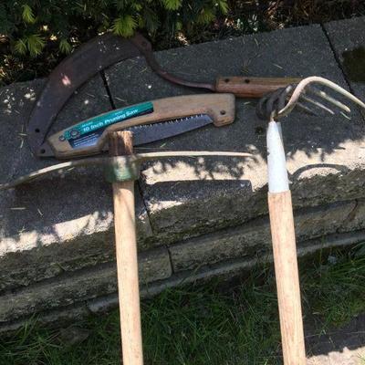 Cycle, Pickaxe, Long Tined Hoe, and 10â€ Limb Saw 